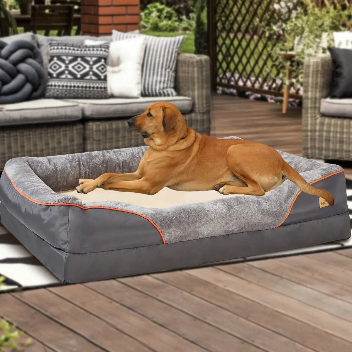 BINGOPAW Waterproof Orthopedic Memory Foam Dog Bed With Bolstered Sides