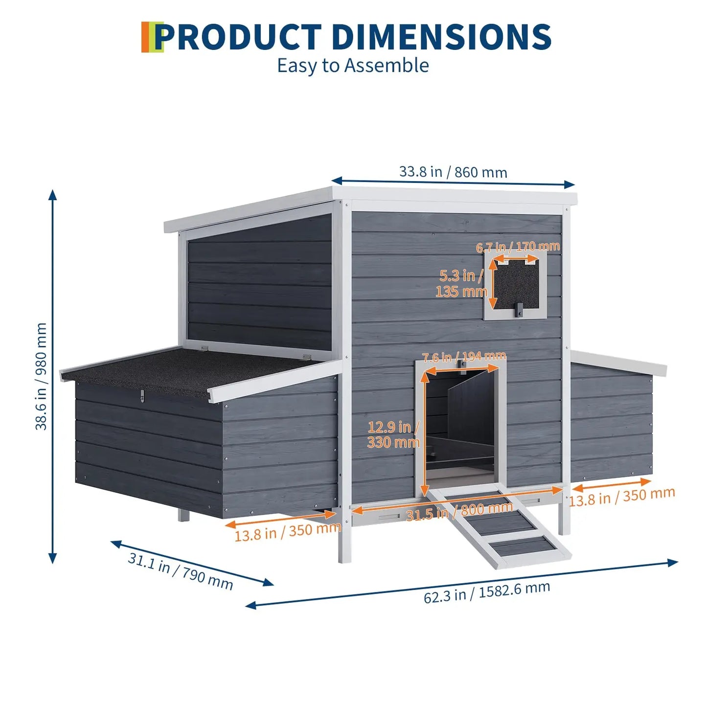 DishyKooker Backyard Chicken Coop For 4-6 Hens With Nesting Box