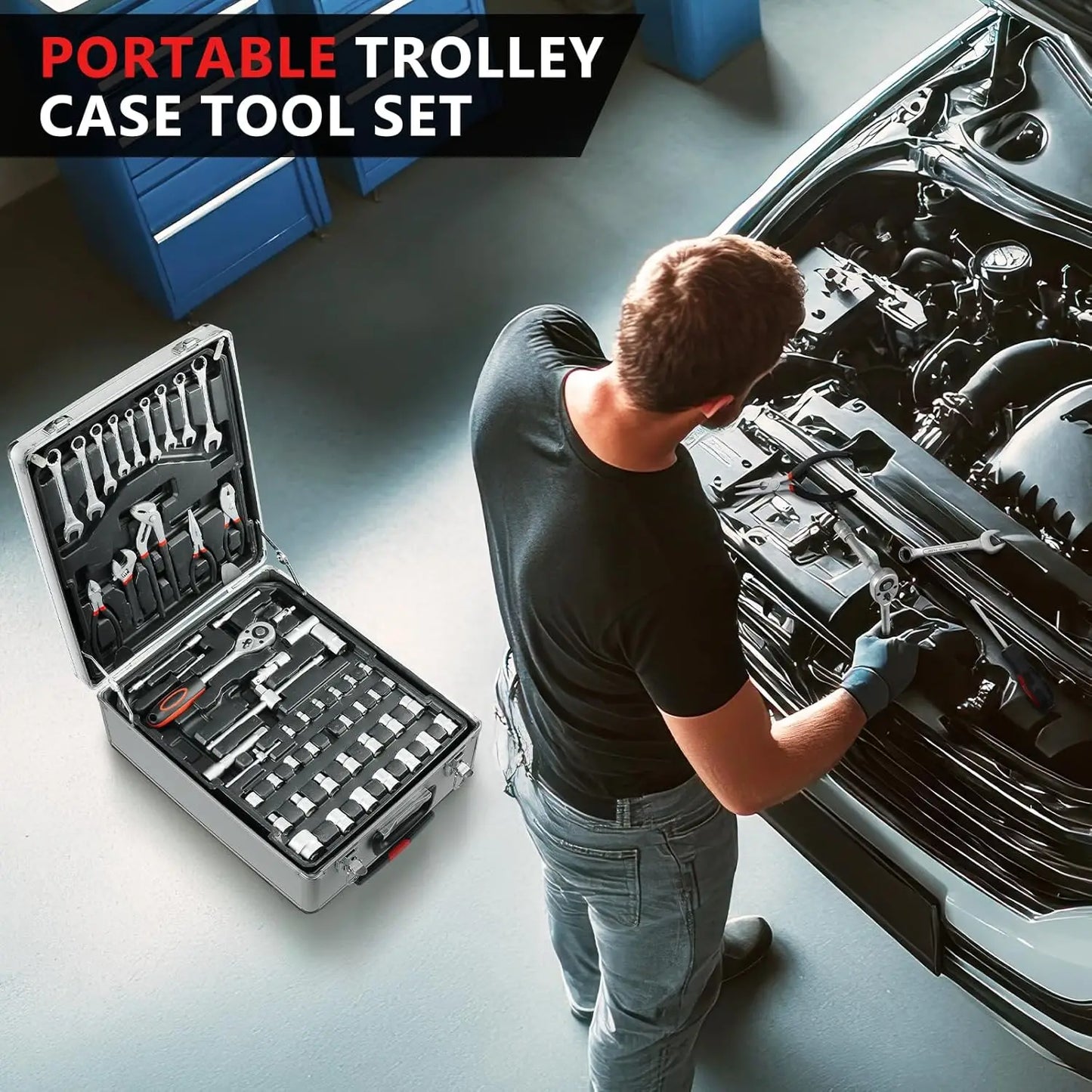 799 Piece Mechanic Tool Set With Trolley Case Repair Toolbox