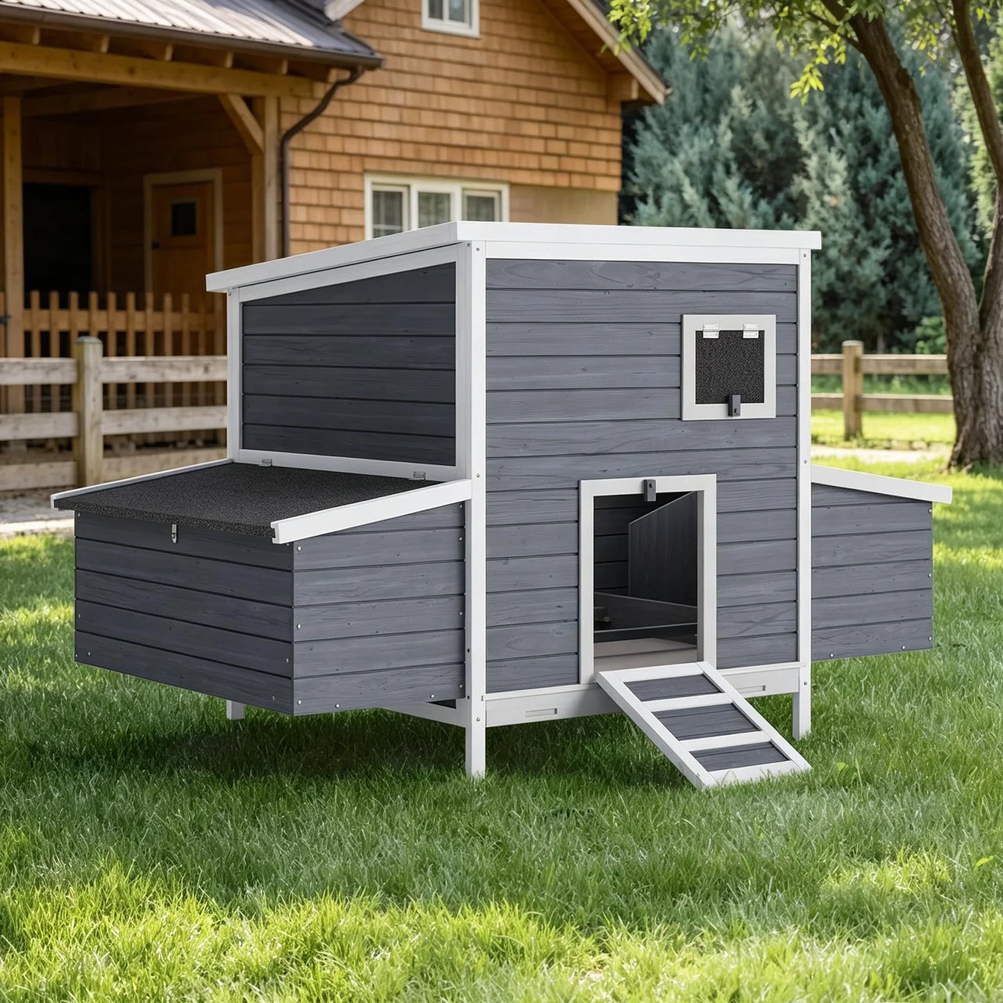 DishyKooker Backyard Chicken Coop For 4-6 Hens With Nesting Box