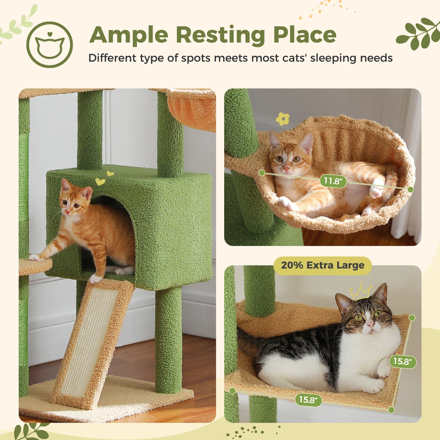 PETEPELA Cactus Cat Tree Floor to Ceiling Cat Tower