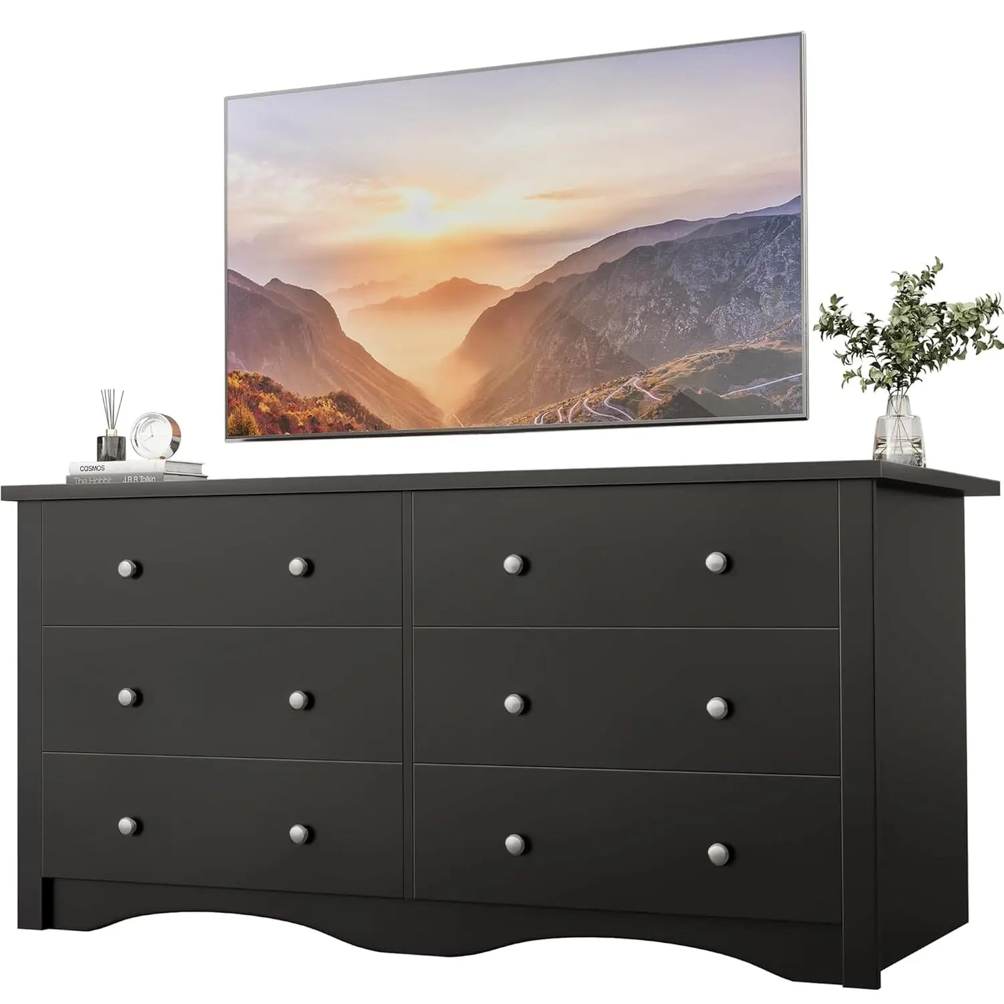 Black Dresser for Bedroom,6 Drawer Dressers, Storage Chest of Drawers for Hallway,Living Room, Entryway, Customized