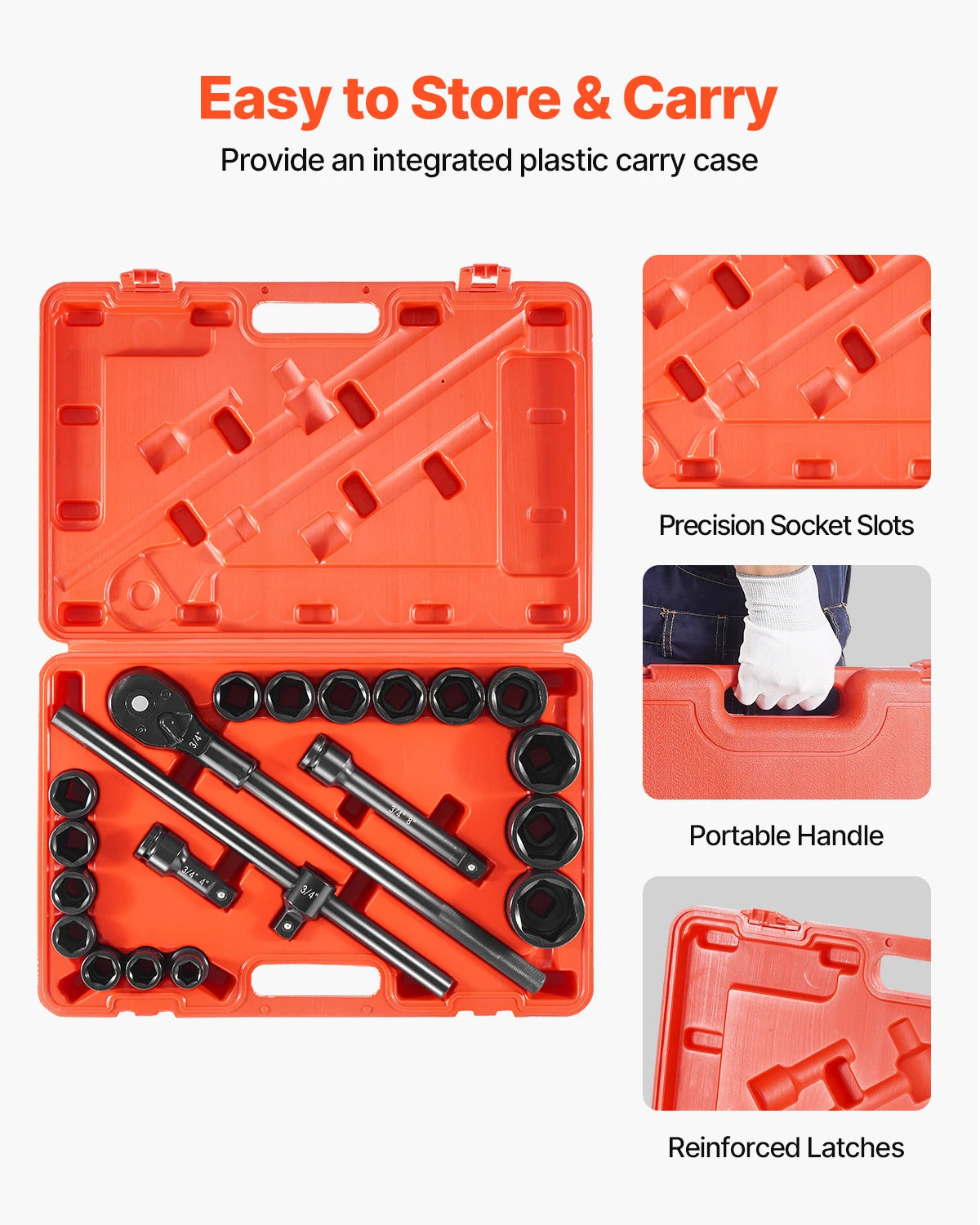 SucceBuy Impact Socket Set SAE CrV Alloy Steel Storage Case