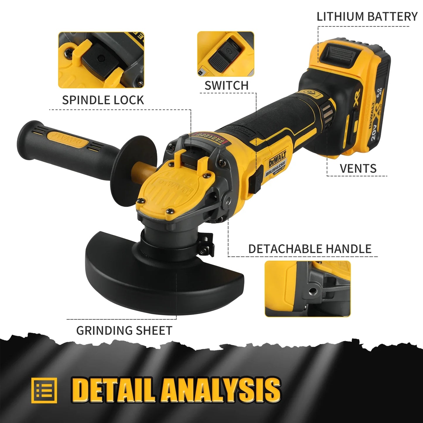 DEWALT DCG409B 20V MAX Brushless Cordless Angle Grinder Bare Tool