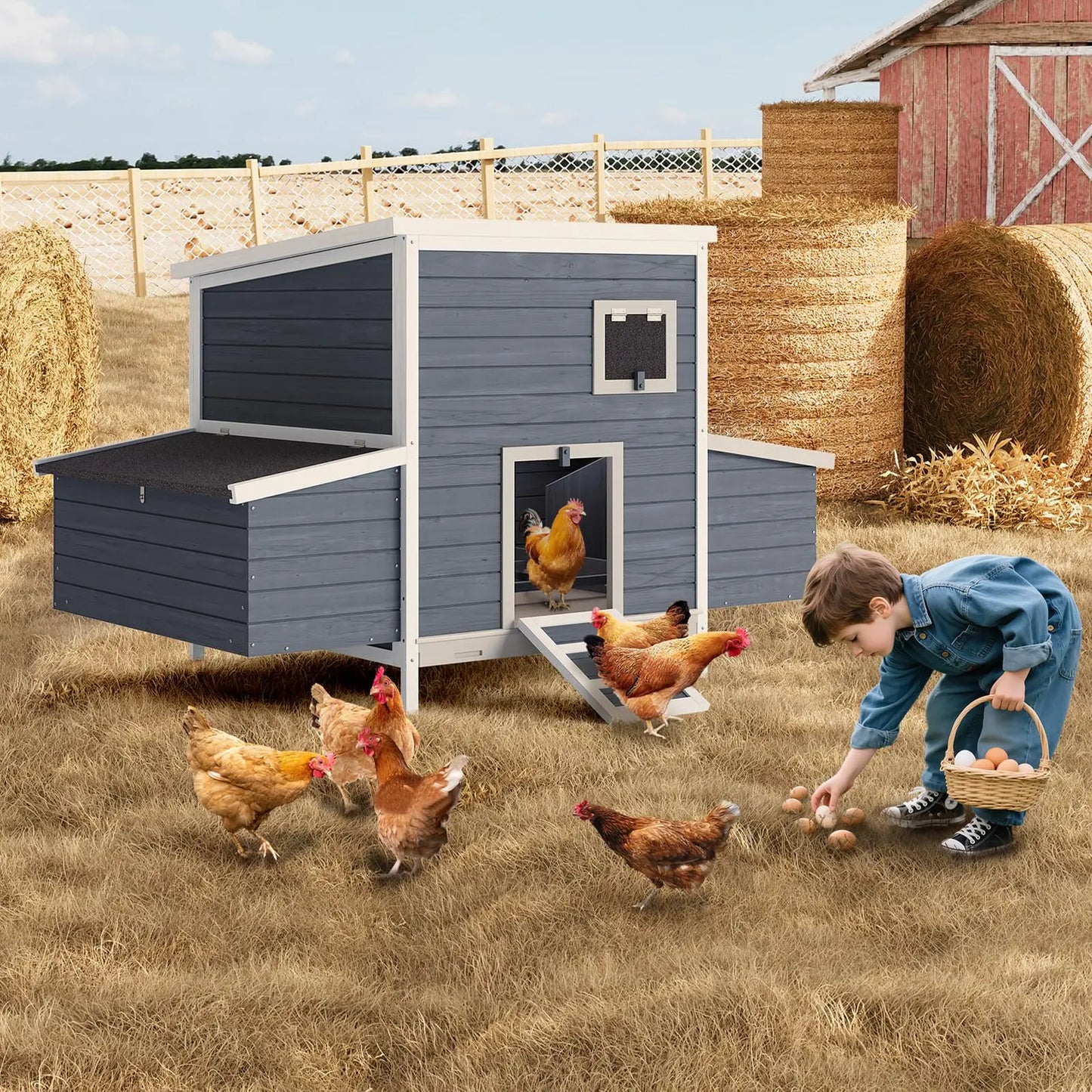 DishyKooker Backyard Chicken Coop For 4-6 Hens With Nesting Box