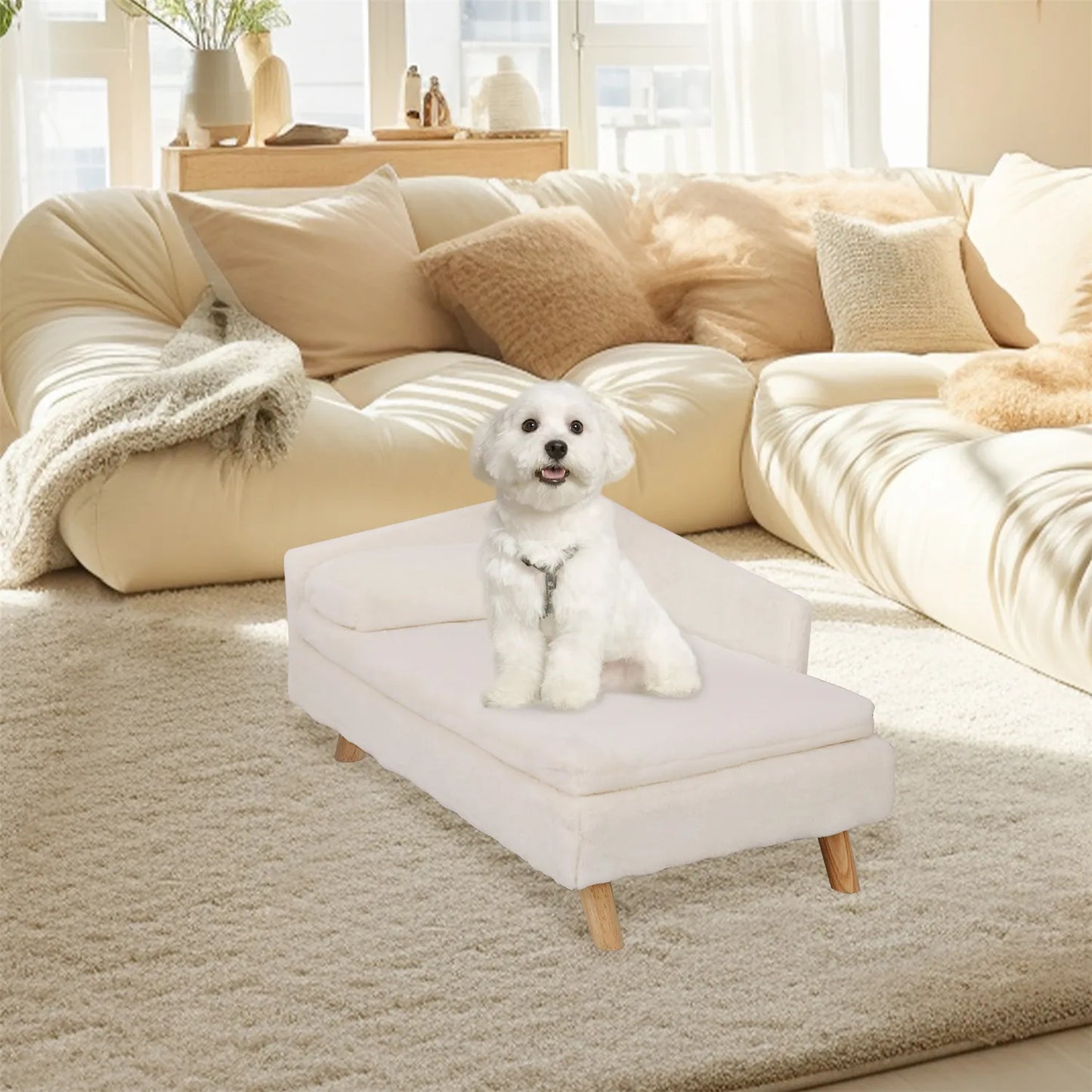 BINGOPAW Elevated Pet Bed Nordic Stool Sofa With Wood Legs