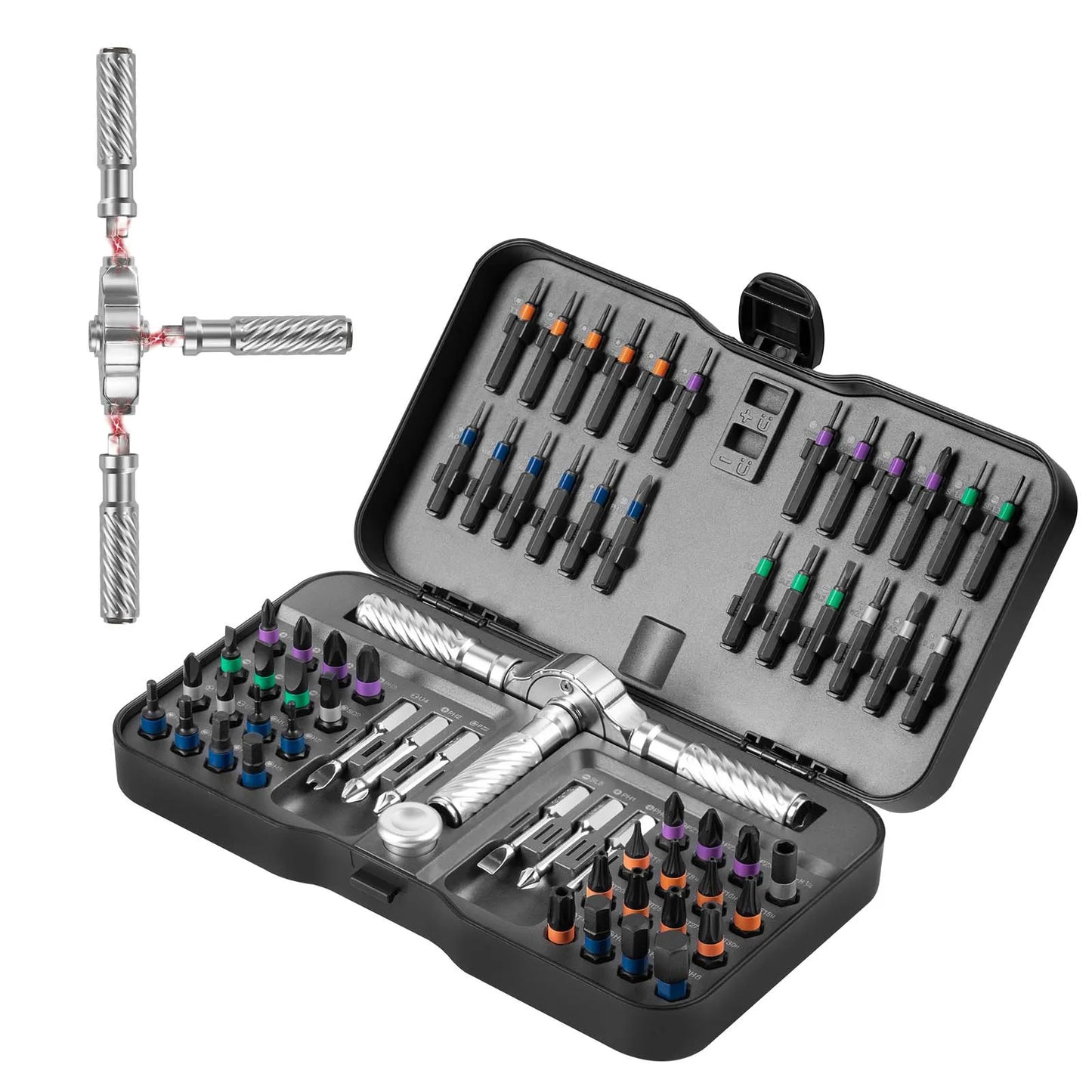 VMAN 66in1 Multifunction Ratchet Screwdriver Set With Magnetic Bits