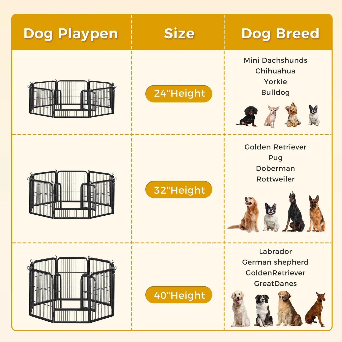 Dog Playpen With Door Foldable Metal Pet Fence Indoor Outdoor