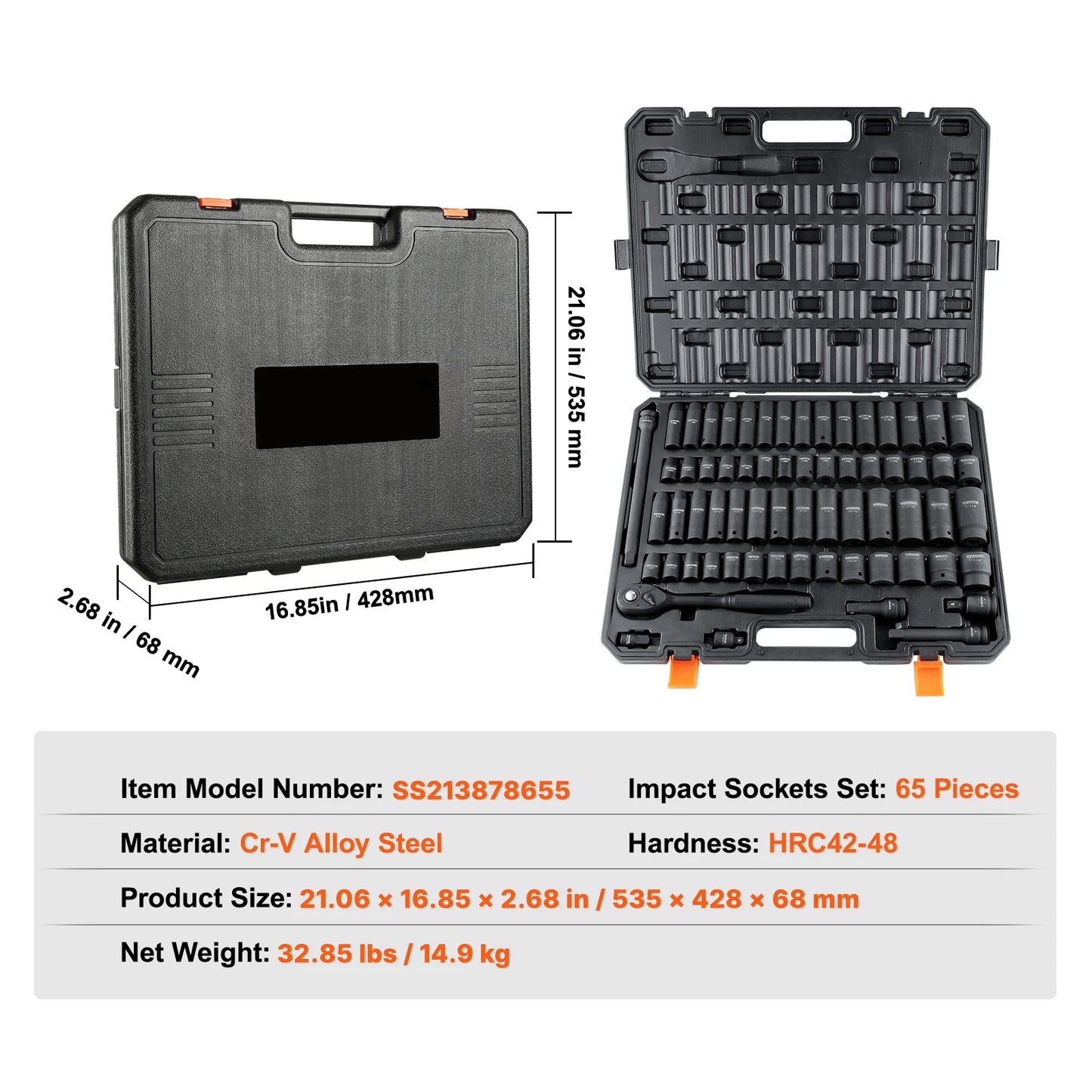 SucceBuy 6 Point Impact Socket Set CrV Alloy Steel