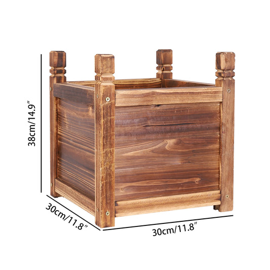 Wooden Raised Flower Bed Planter Box For Indoor Outdoor Gardening