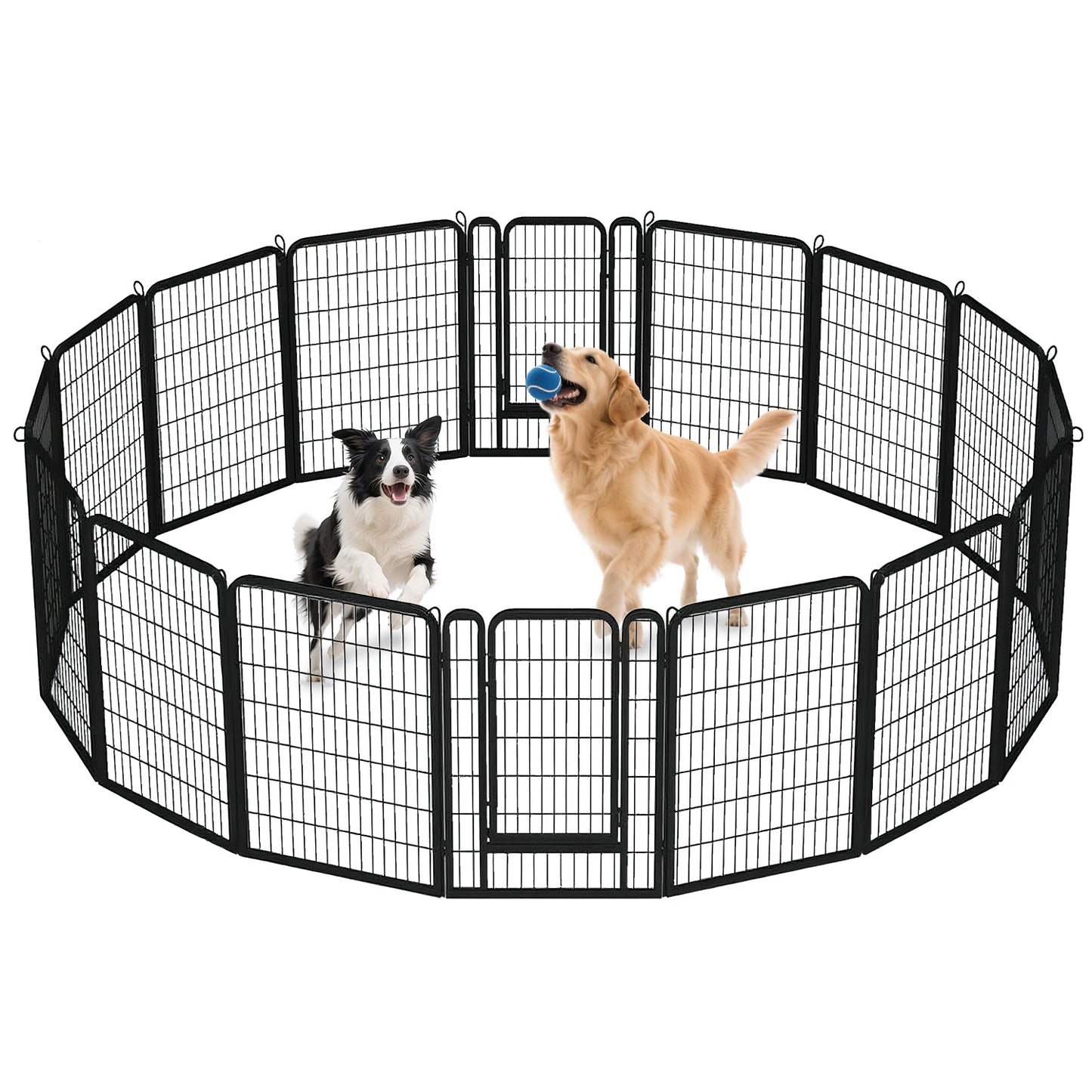 Dog Playpen With Door Foldable Metal Pet Fence Indoor Outdoor