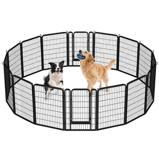 Dog Playpen With Door Foldable Metal Pet Fence Indoor Outdoor