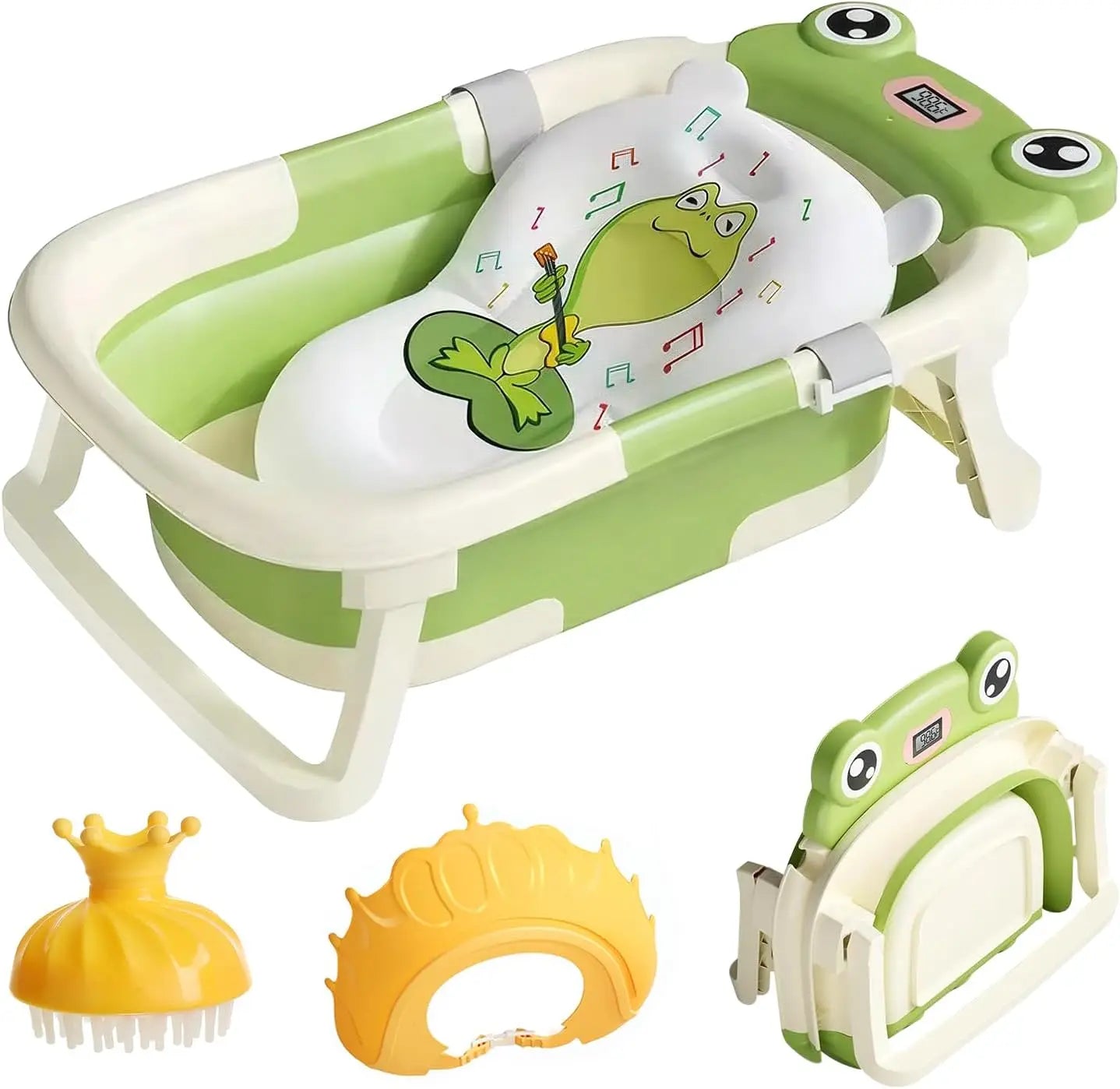 Foldable Baby Bath Tub With Cushion Thermometer For Newborns