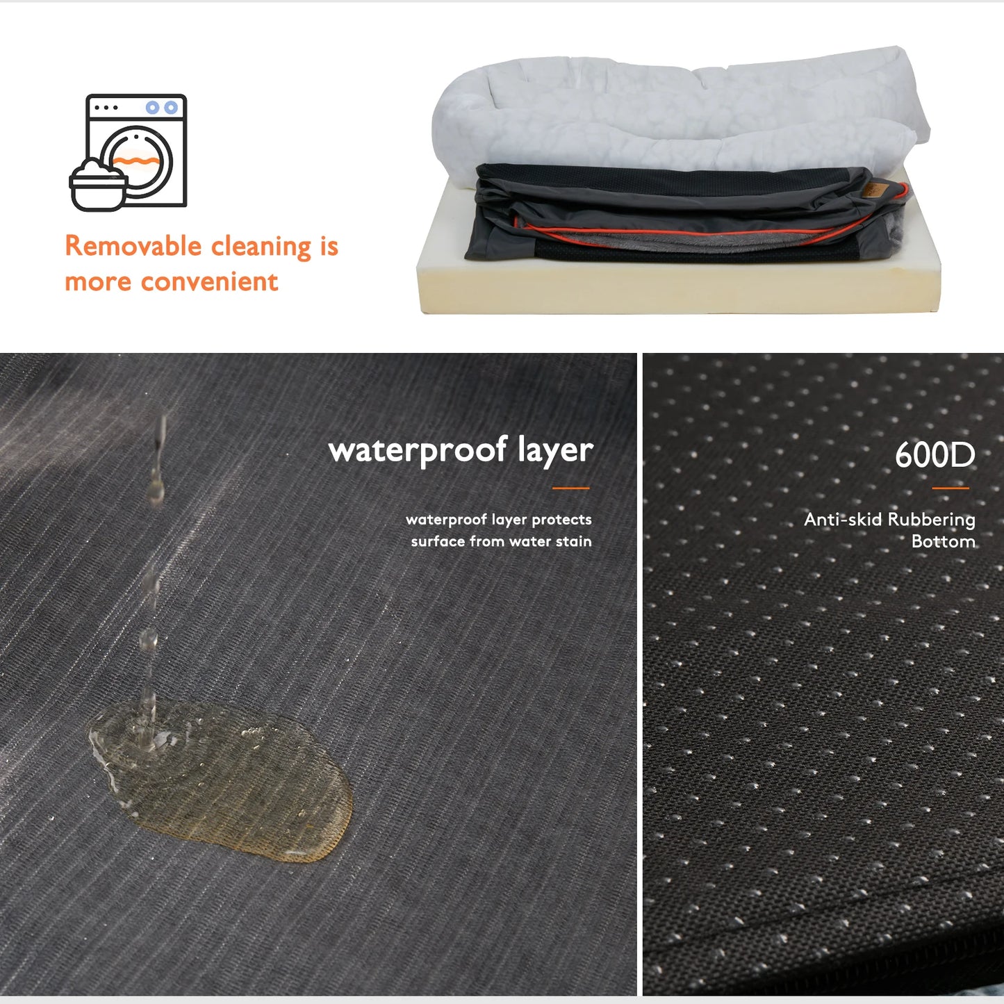 BINGOPAW Waterproof Orthopedic Memory Foam Dog Bed With Bolstered Sides