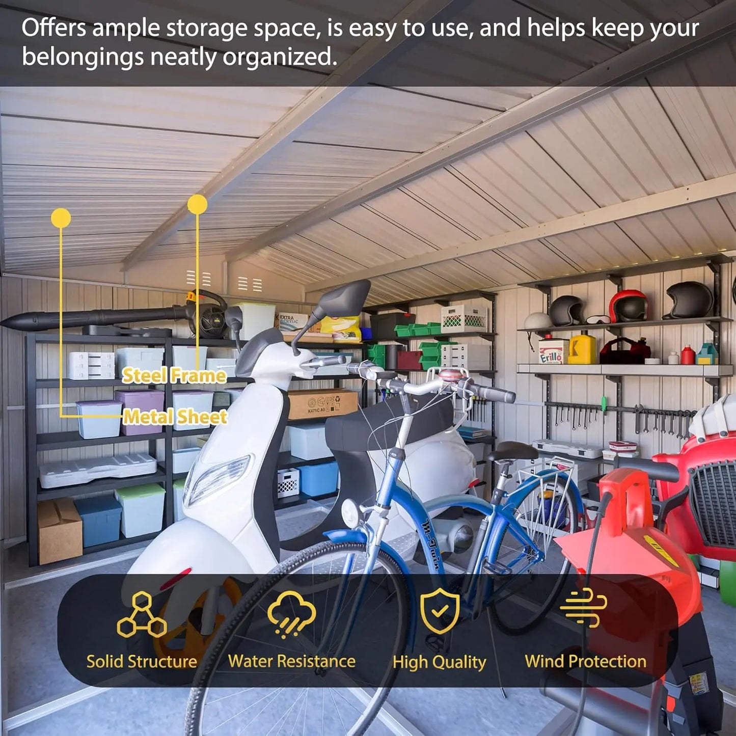 Heavy Duty Metal Storage Shed With Floor Frame And Window