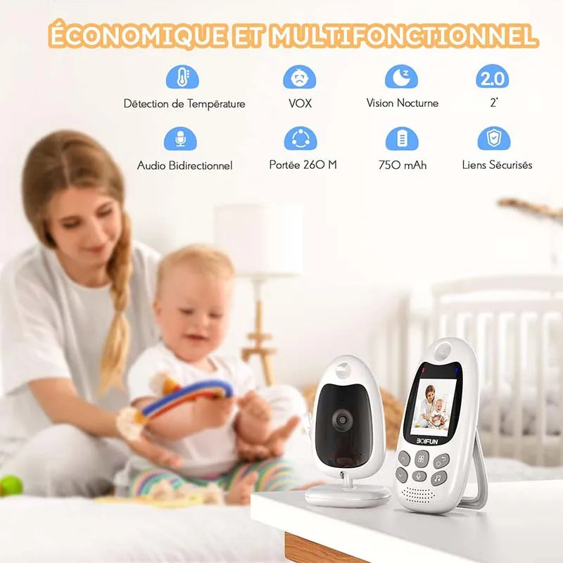 BOIFUN Baby Monitor With Camera 720p Video And Temperature Sensor