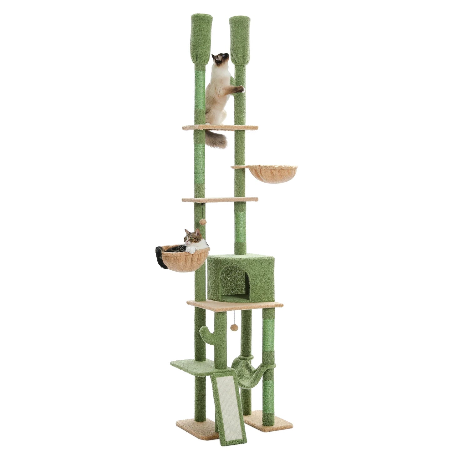 PAWZ Road Cactus Cat Tree Floor To Ceiling Tiers Hammocks