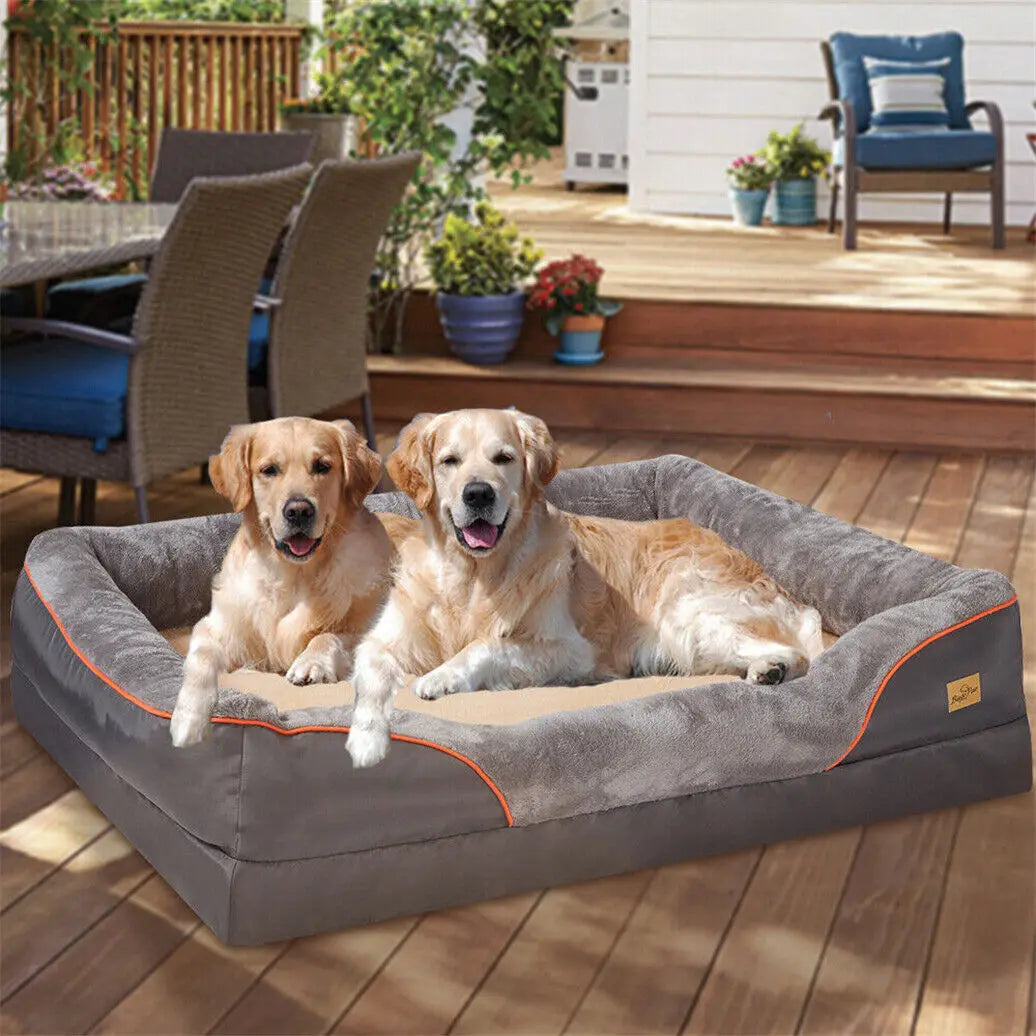 BINGOPAW Waterproof Orthopedic Memory Foam Dog Bed With Bolstered Sides