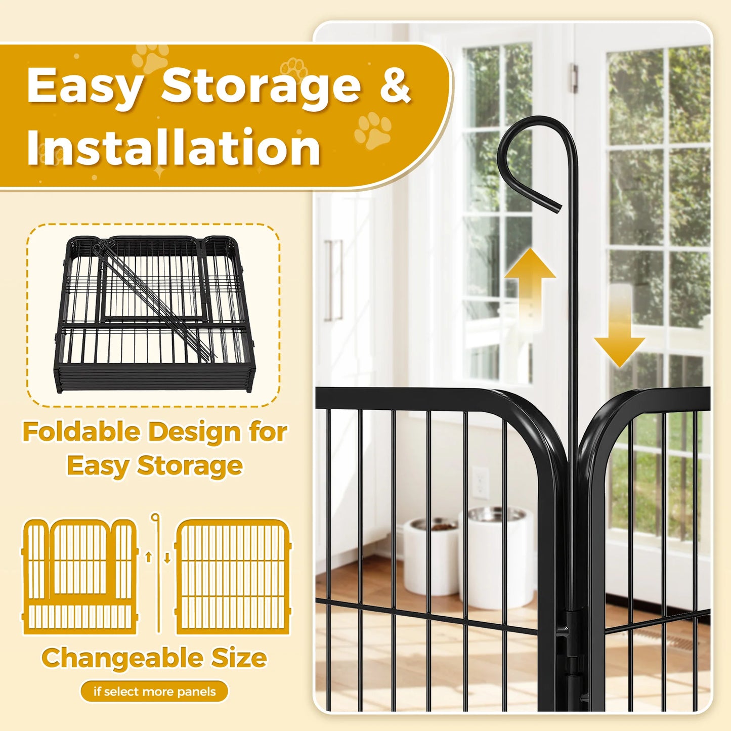 Dog Playpen With Door Foldable Metal Pet Fence Indoor Outdoor