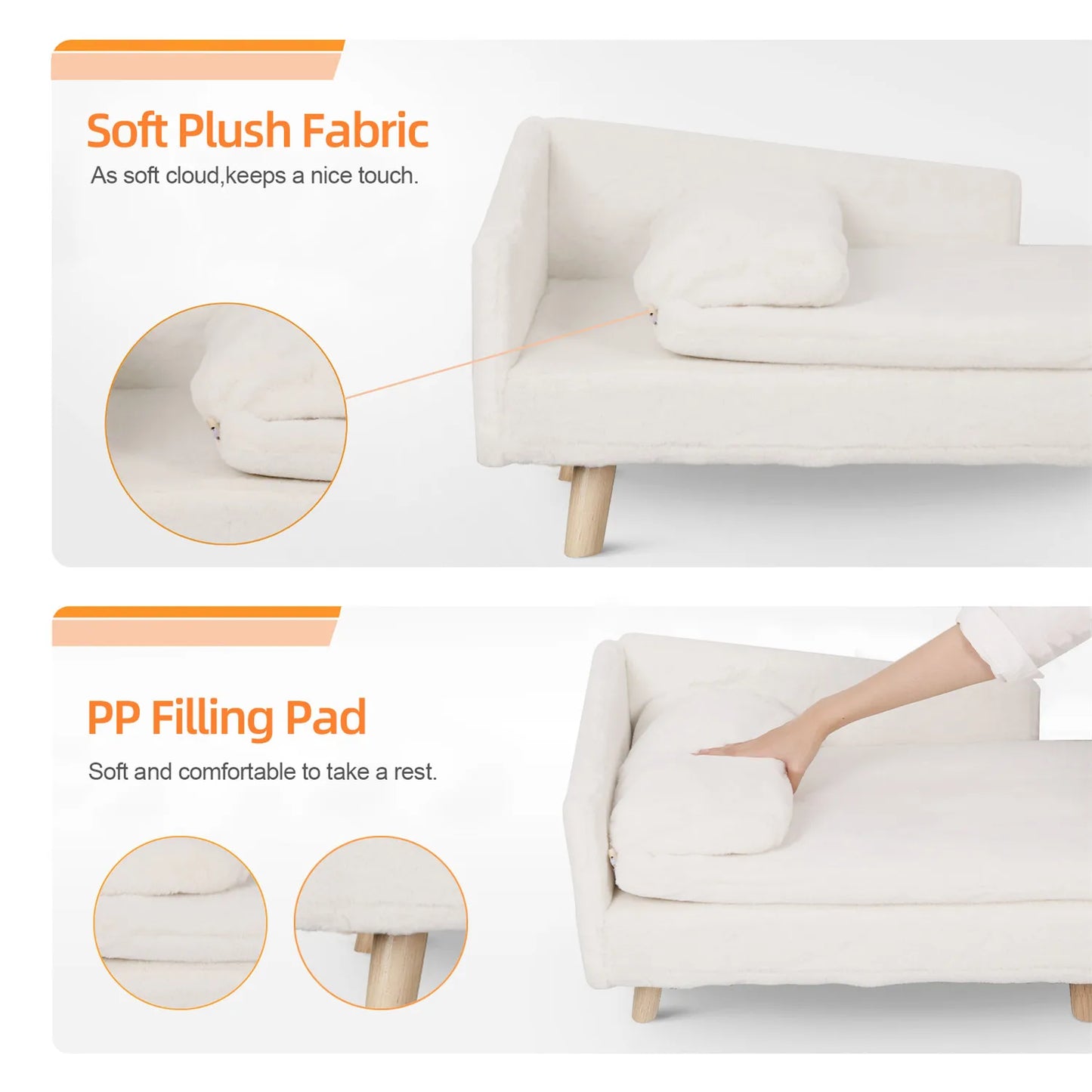 BINGOPAW Elevated Pet Bed Nordic Stool Sofa With Wood Legs