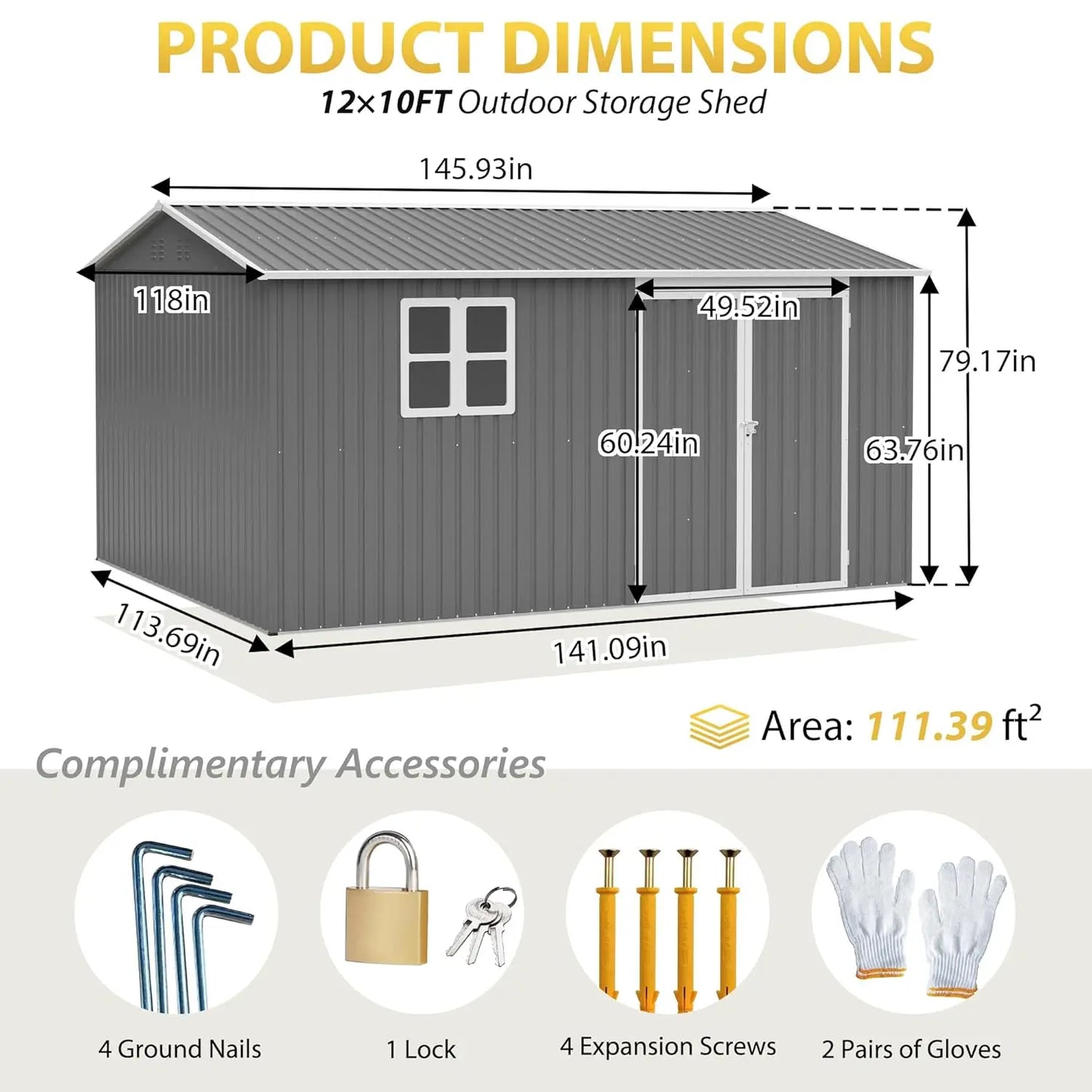 Heavy Duty Metal Storage Shed With Floor Frame And Window